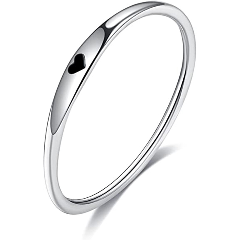 5g Weight Simple Style Heart Shape Titanium Steel Plating Rings