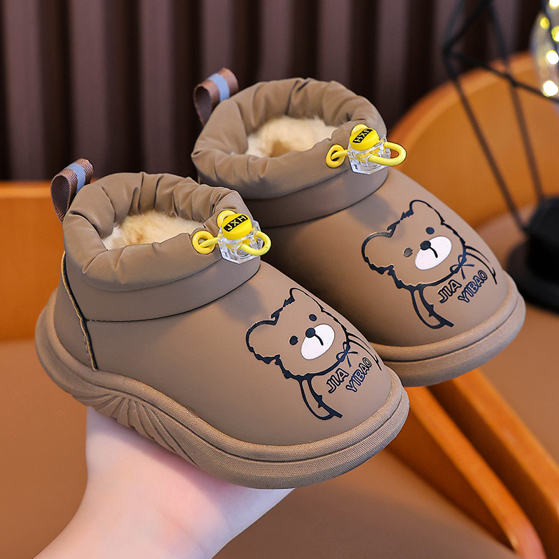 Children's Cotton Shoes Winter Two-Stage Baby Thickeneded Maillard Outer Wear Waterproof Fleece-Lined Fashion Snow Boots for Boys and Girls Winter