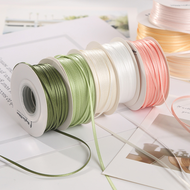 2mm Thin Ribbon Bookmark Double-sided Polyester Ribbon Ribbon Wedding Bow High-end Gift Packaging 2mm Silk Ribbon