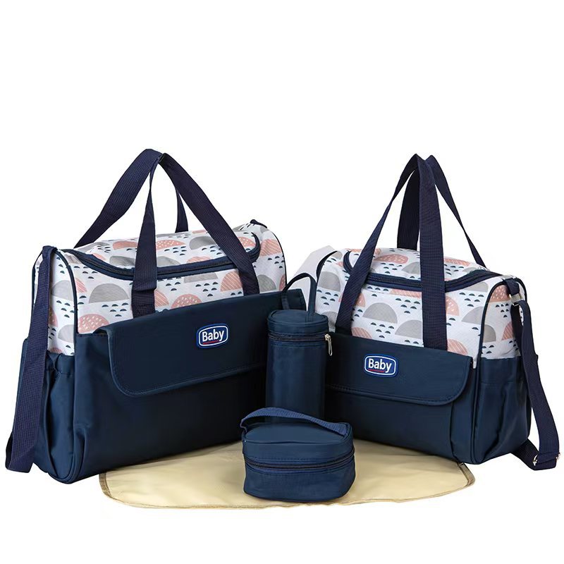 Fashion New Multifunctional Large-Capacity Mommy Bag Five-Piece Set Single Shoulder Crossbody Mother and Baby Bag Outing Diaper Bag