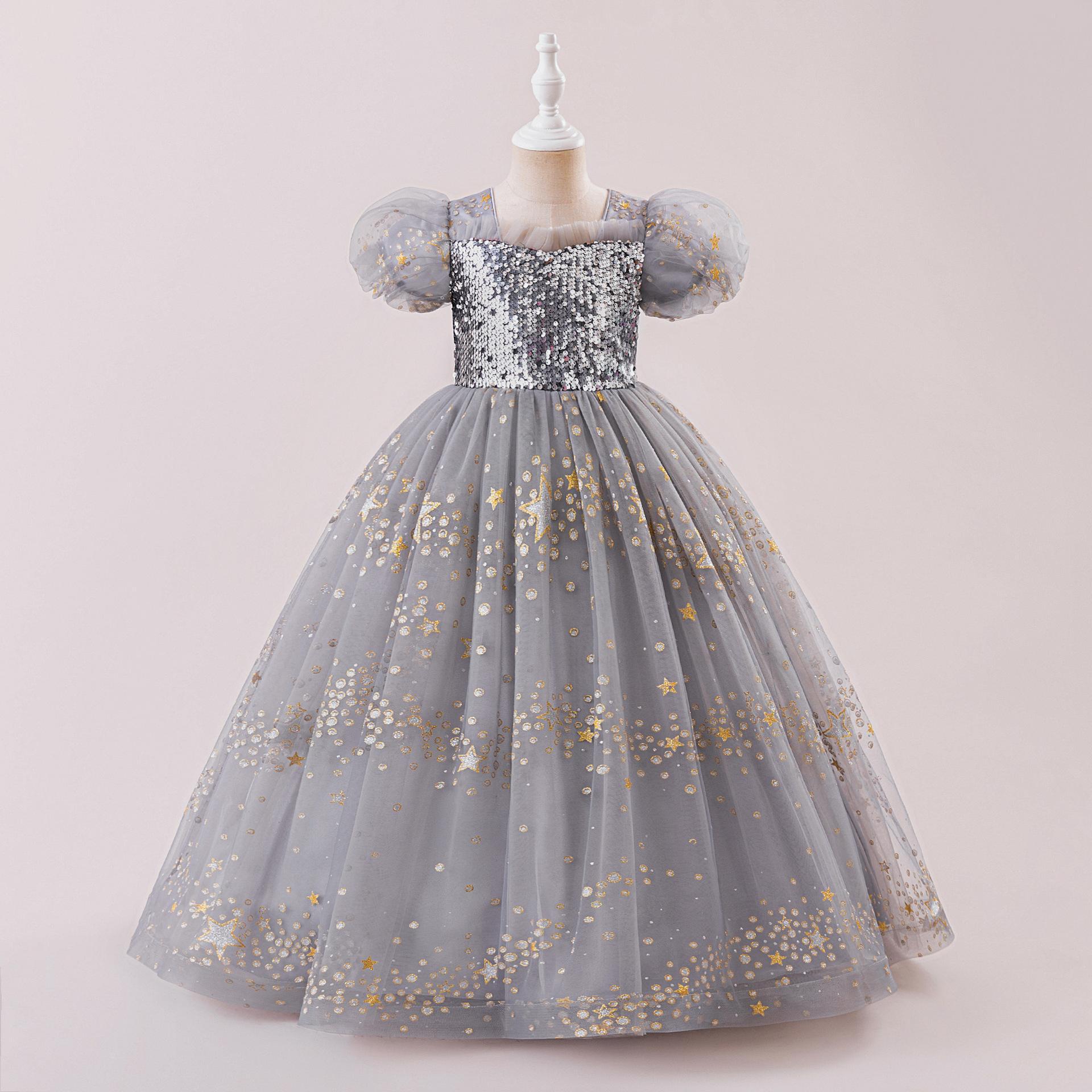 Ropa infantil nuevo vestido de navidad estrella sequela vestido de princesa vestido de navidad vestido de niña