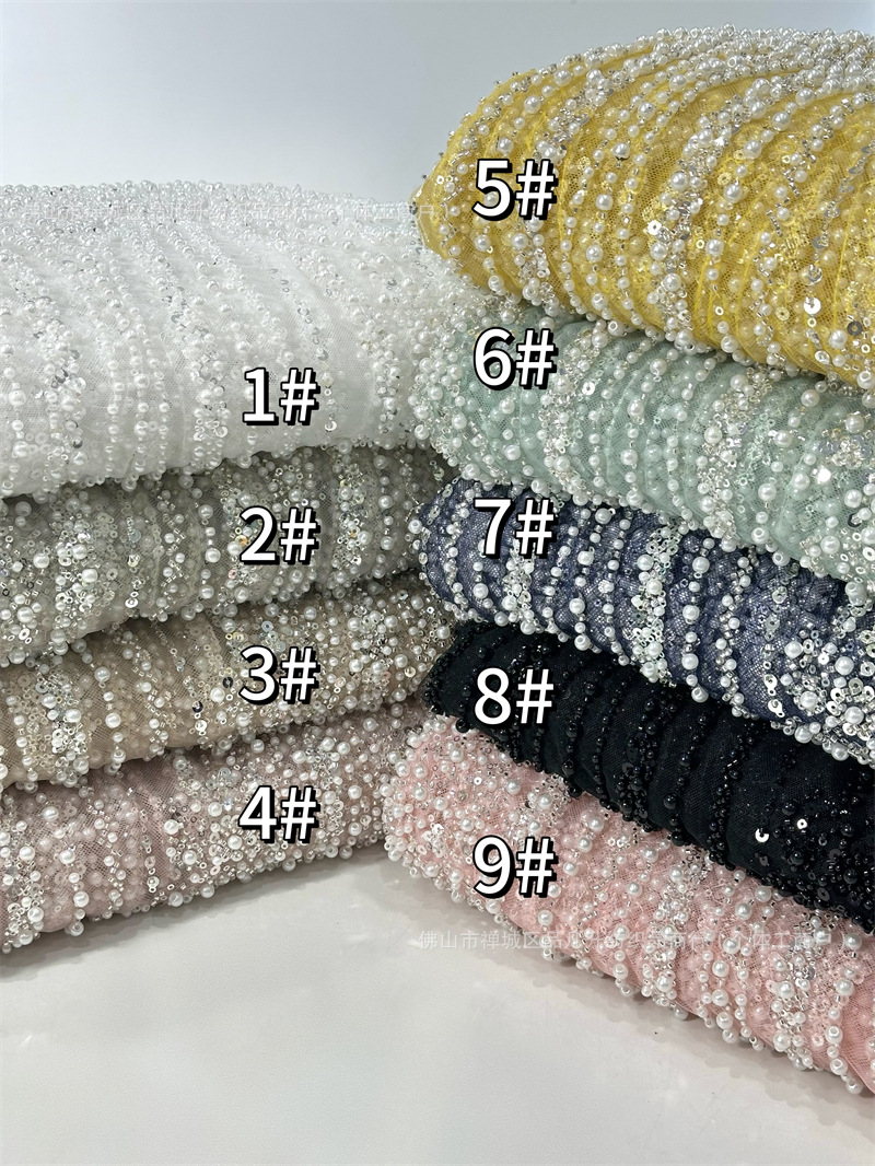 Comercio exterior transfronterizo spot tela de bordado con cuentas de espuma tela de bordado con tubo de cuentas vestido de novia de alta calidad tela de vestido de noche image 7