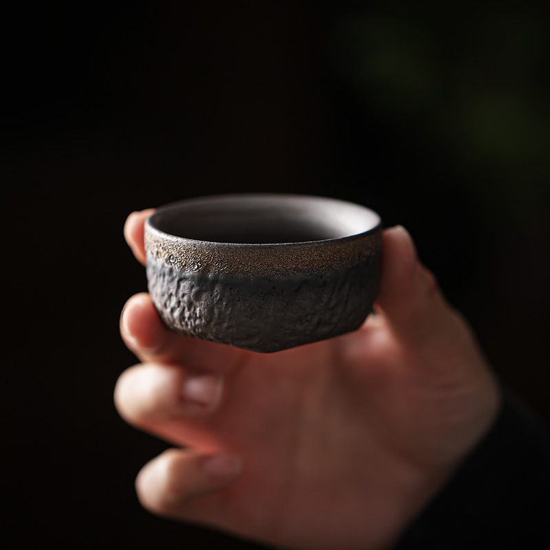 Coarse Pottery Tea Cup Japanese Handmade Retro Chinese Style Tea Bowl Master Cup Single Cup Kung Fu Tea Main Cup One Topic Tea