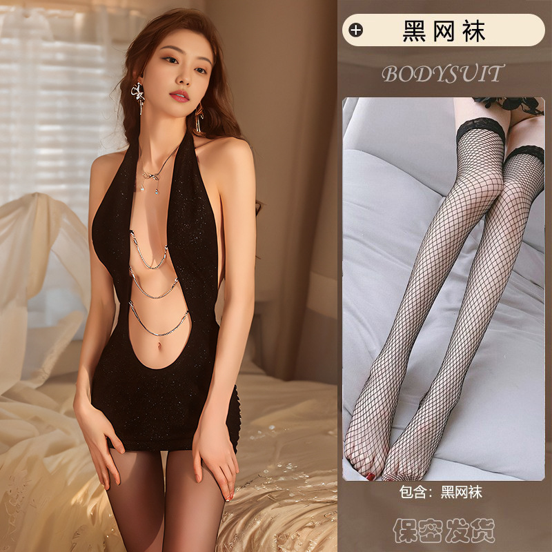 블랙 + 블랙 망사 스타킹