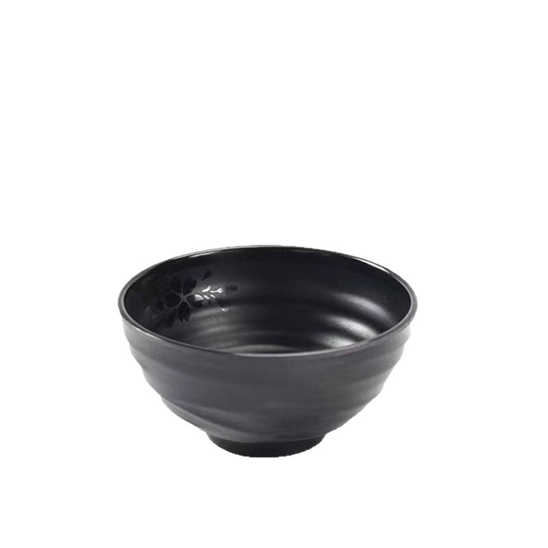 Melamina negra esmaltada japonesa estilo coreano engrosado tazón de olla caliente tazón de plástico tazón de sopa tazón de comedor tazón de condimento tazón de comida