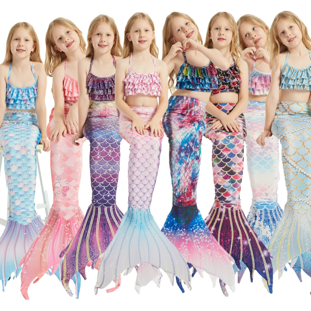 Новый летний детский купальник русалка русалка рыбий хвост для девочек платье принцессы костюм