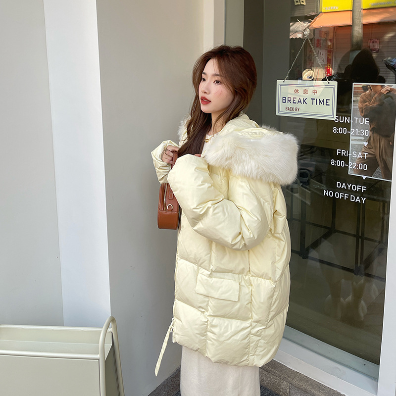 Temperament 90-day Standard Three-flower Big White Duck Down Hooded Cotton-padded Jacket Temperament All-match Sweet Down Jacket Temperament 90-day Standard Three-flower Big White Duck Down Hooded Cotton-padded Jacket Temperament All-match Sweet Down Jacket