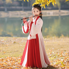 Girls' Hanfu Purple Cloud Fairy Style Ancient Costume Wuxia Children's Traditional Chinese Style Girl's Wide-Sleeved Cross-Collar Dress Performance Outfit