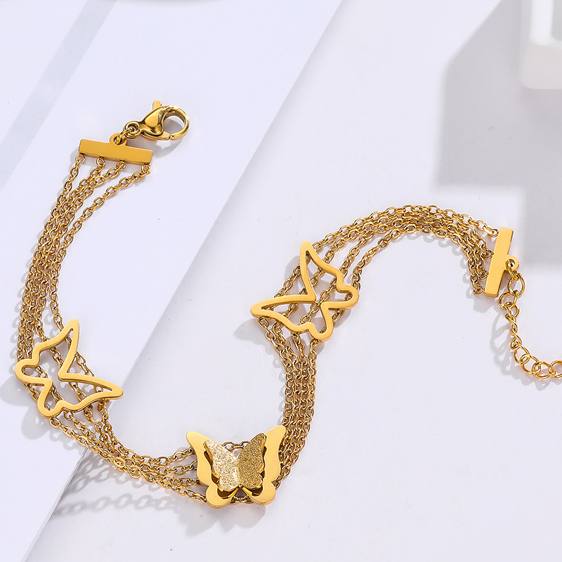 7g Weight Bracelets Classification 1 Piece Quantity Daily, Street Occasion Titanium Steel Material Butterfly Pattern Women's Gender Plating Design Elegant, Simple Style Style Titanium Steel Elegant Simple Style Butterfly Plating Bracelets 4