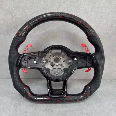 Red Patterned Forged Carbon Fiber Steering Wheel, Suitable for Volkswagen Golf 7 MK7 MK7.5 GTI (Steering wheel) - no-sign