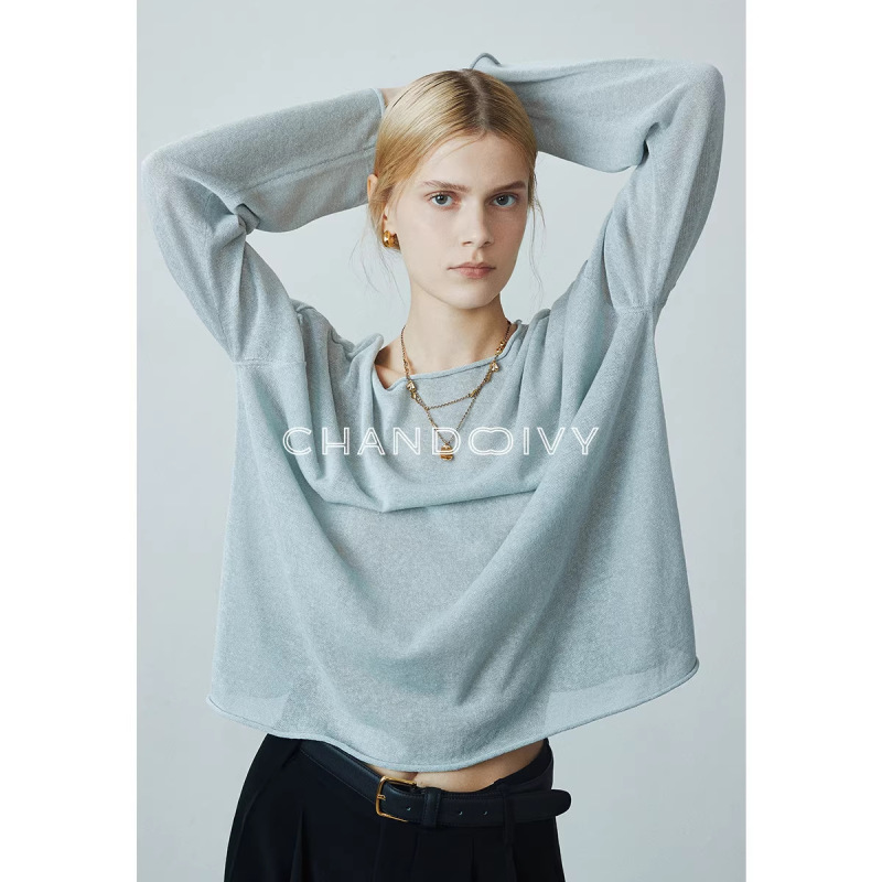 Japanese Imported Monteluce Tencel Linen Collared Blouse, Slightly Sheer and Breathable Air Shirt