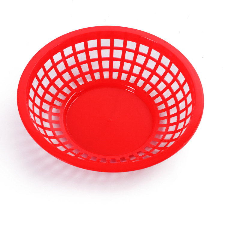 工厂直供跨境货源塑料面包篮蔬菜水果篮圆形薯条食品筐炸鸡汉堡篮