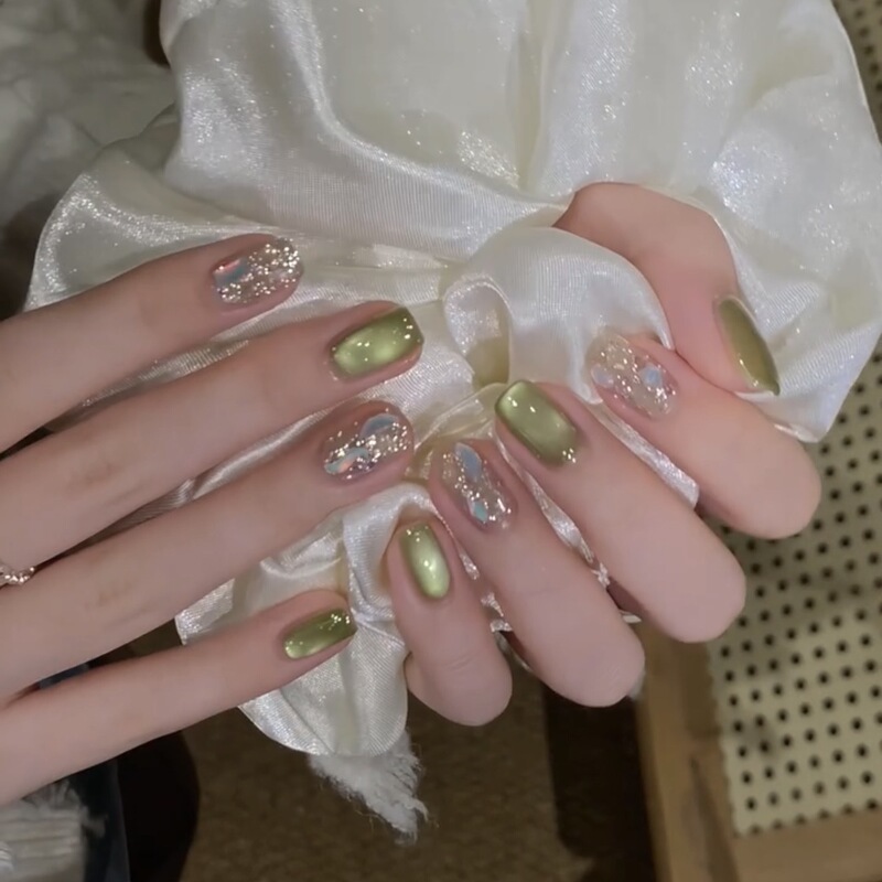 Cai She - [The Wizard of Oz] Summer Icy Cat Eye Simple Handmade Wearable Nails, Removable Gel Nails
