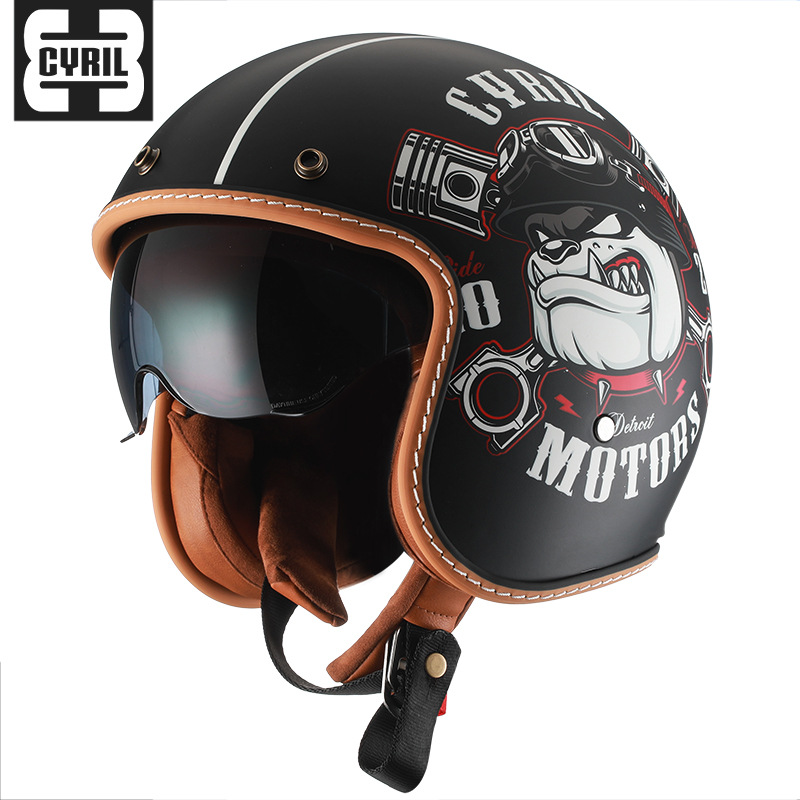 CYRIL casco retro Siro mujer tres cuartos hombre crucero americano verano motocicleta motocicleta medio casco 206