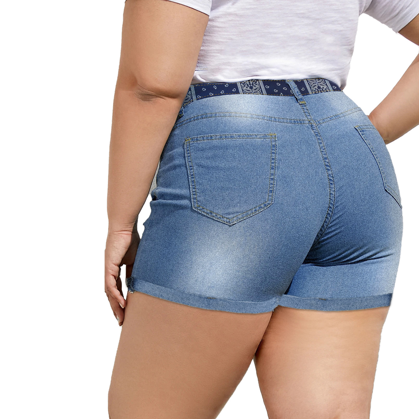 Jeans  Large Size Plus Stretch Patch Women's Denim Shorts display picture 3