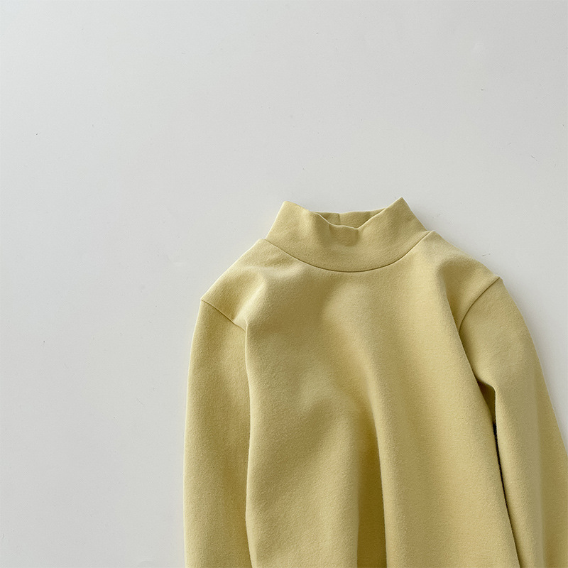 Camiseta de cuello medio elástica de 280 g para niños y niñas, estilo otoño 2026, talla 150-160