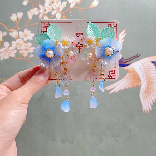 Hanchen children's Hanfu headdress, ancient style hairpin, costume flower tassel hairpin, little girl's Chinese style rocking hair accessory