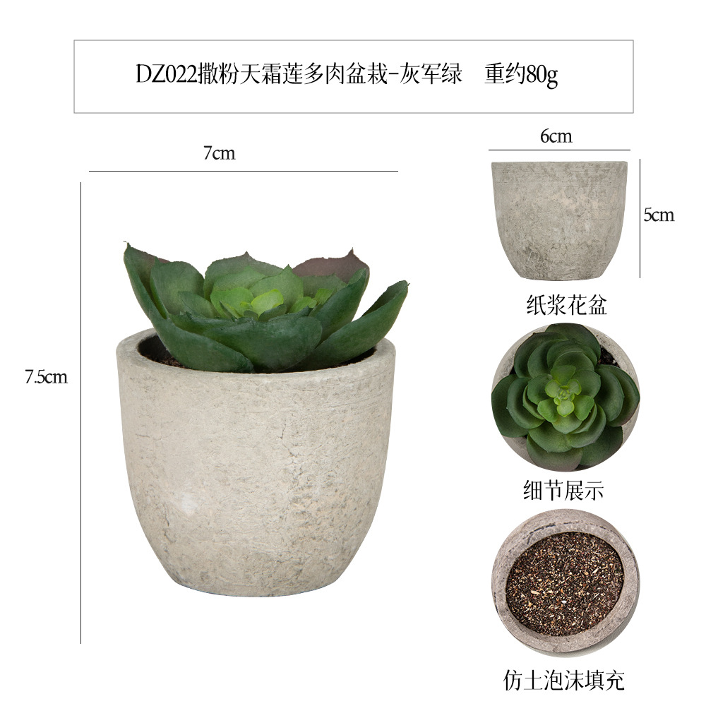 Más de 100 estilos de macetas de pulpa de papel vintage con plantas suculentas simuladas, pequeños adornos populares de estilo jardín para decoración del hogar transfronteriza. image 49