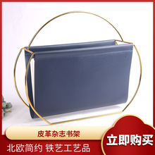 轻奢北欧现代金属皮革杂志报架家居沙发边角收纳储物创意提手书架