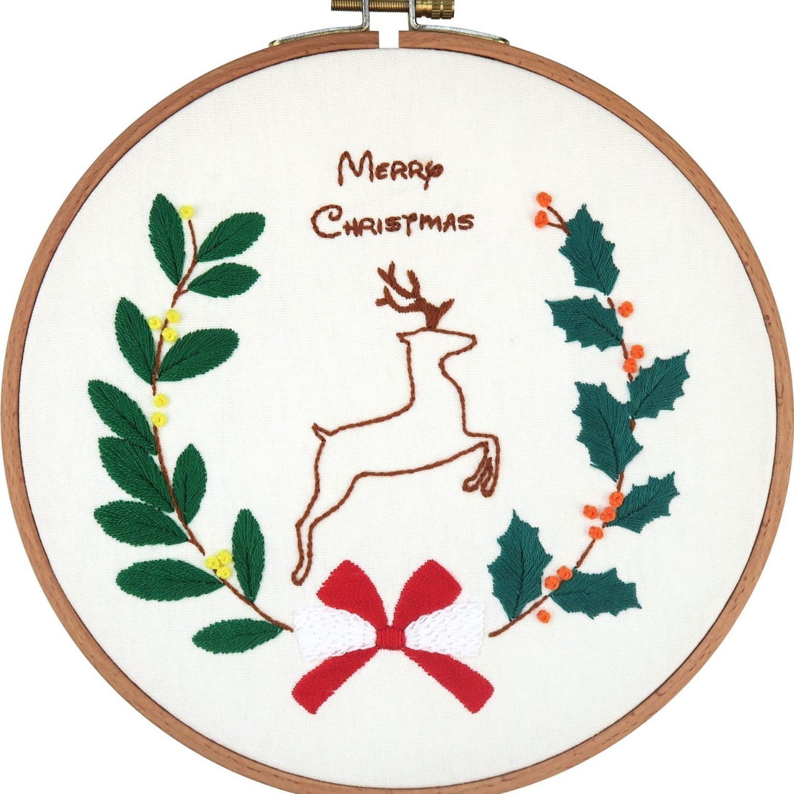 Papá Noel Elk Colgante Pintura Lu Bordado Hecho a mano Paquete de material de bricolaje Regalo creativo Cabaña redonda Colgante Pintura