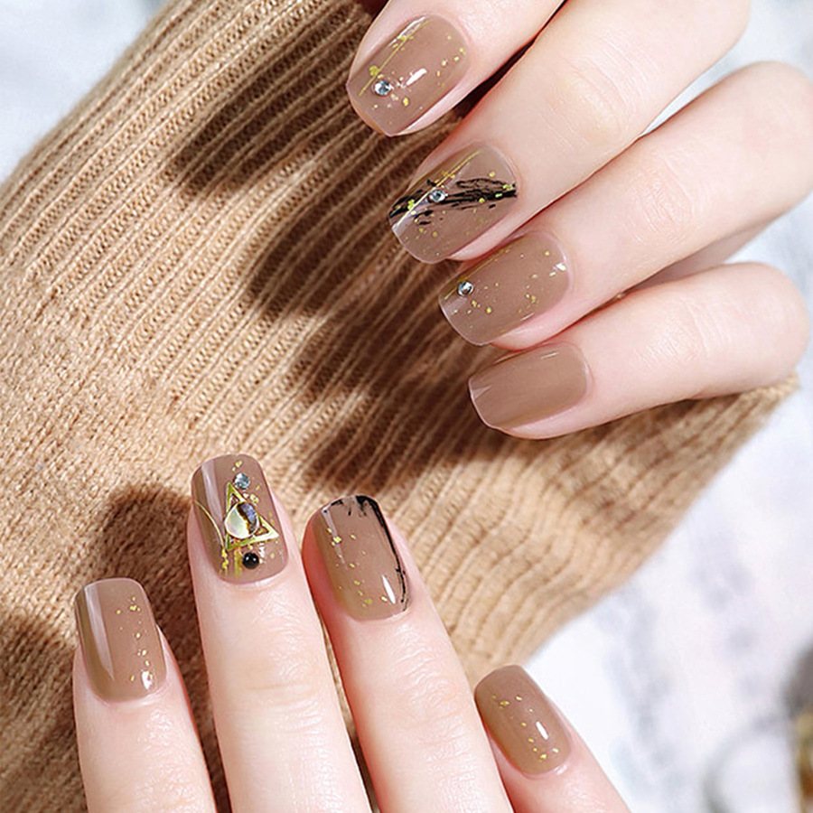 Hada uñas belleza desnuda marrón uñas color pegamento otoño e invierno blanco popular uñas belleza tienda esmalte de uñas pegamento transfronterizo fábrica al por mayor