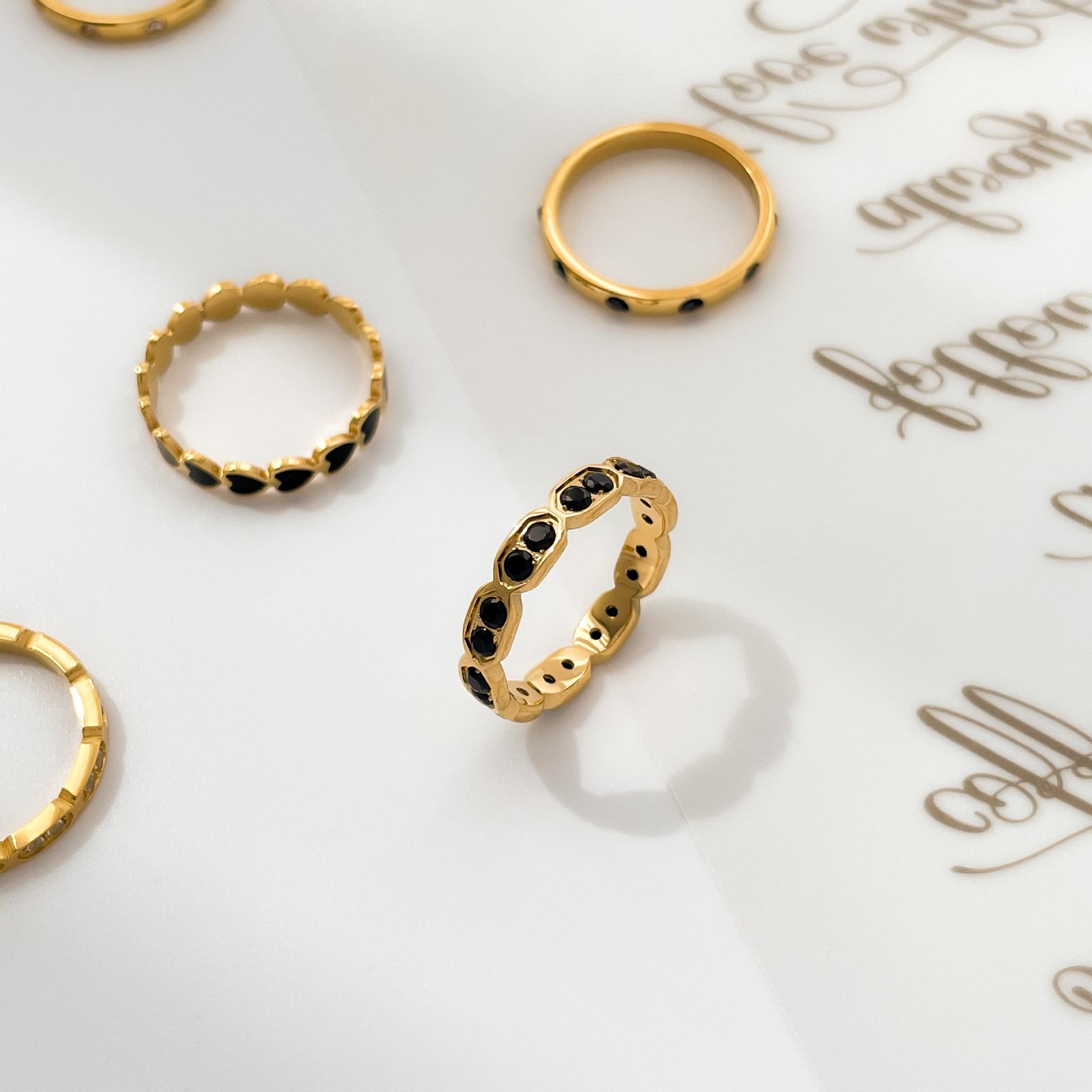 Titanium Steel Material Simple Style Round Square Heart Shape Titanium Steel Inlay Rhinestones Rings