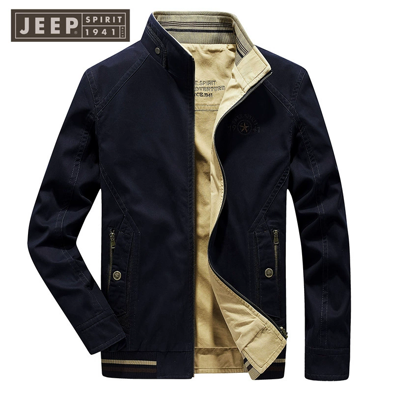 JEEP SPIRIT Весенняя мужская деловая Повседневная модная двухсторонняя куртка с воротником-стойкой, двусторонний Топ 039