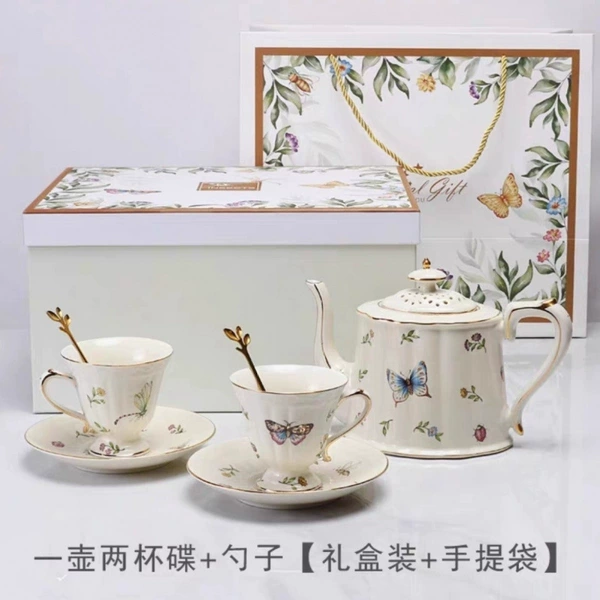Butterfly one pot, two cups of dish box, loading gift bags to send spoons