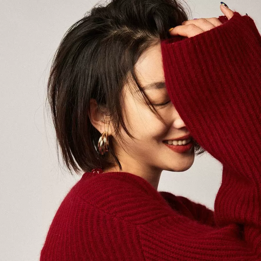 圣诞新年红高领羊毛衫女宽松慵懒加厚减龄羊绒设计感复古红色毛衣