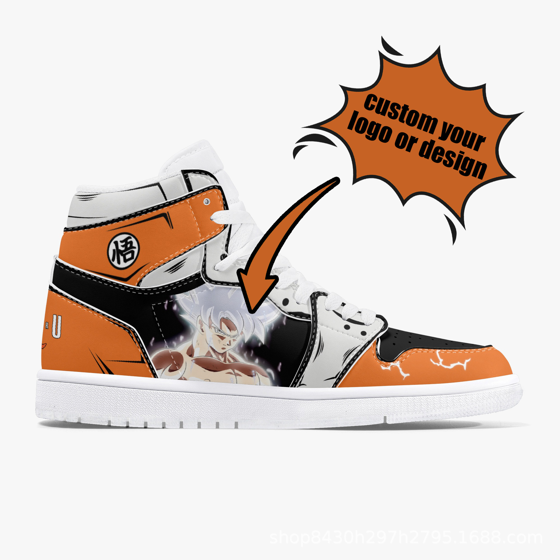 跨境爆款3D印花板鞋百搭高帮运动鞋High Top Leather Sneakers