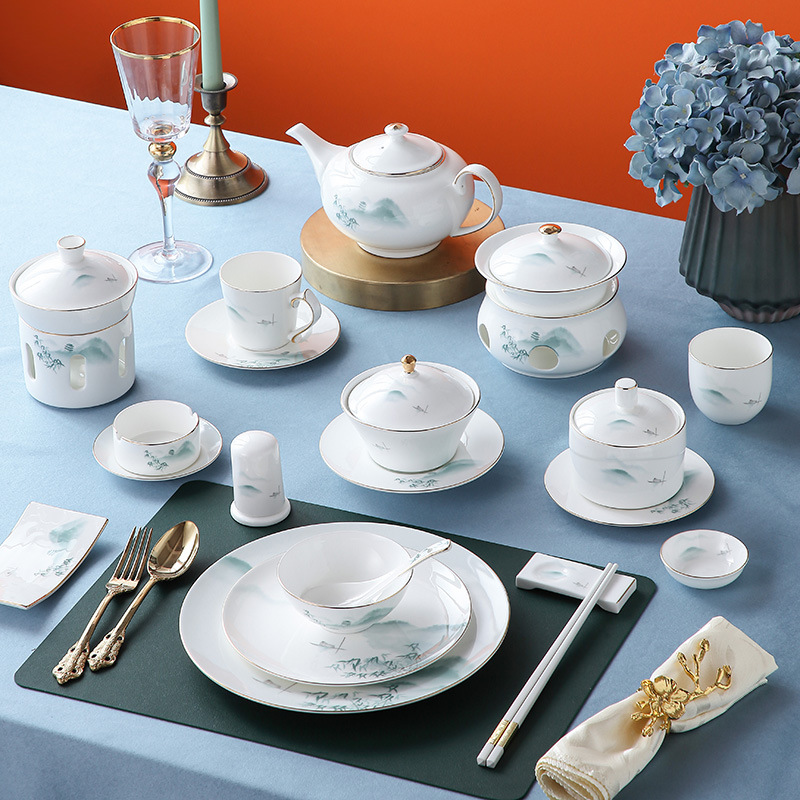 Tableware for hotel, set, Chinese style, light luxury style