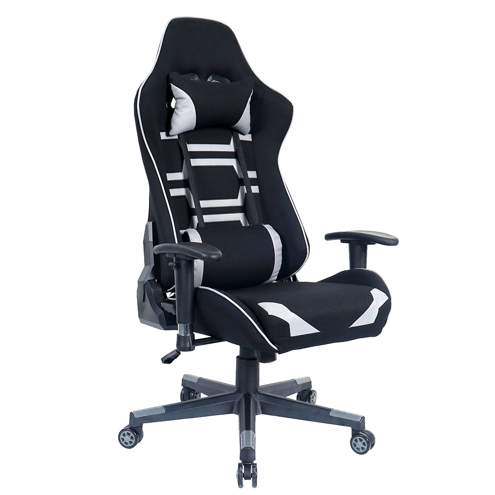 Silla ergonómica de los e-deportes de la barra de Internet Silla de tela del juego del recliner gris negro del jugador de la Oficina 7283