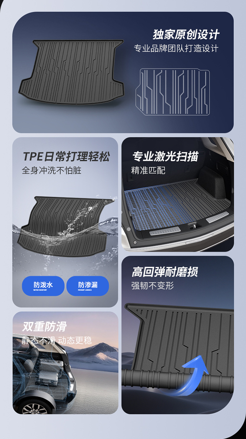 Suitable for Cadillac Ct5 Xt5, All-Weather Tpe Car Trunk Mat, Car Accessories