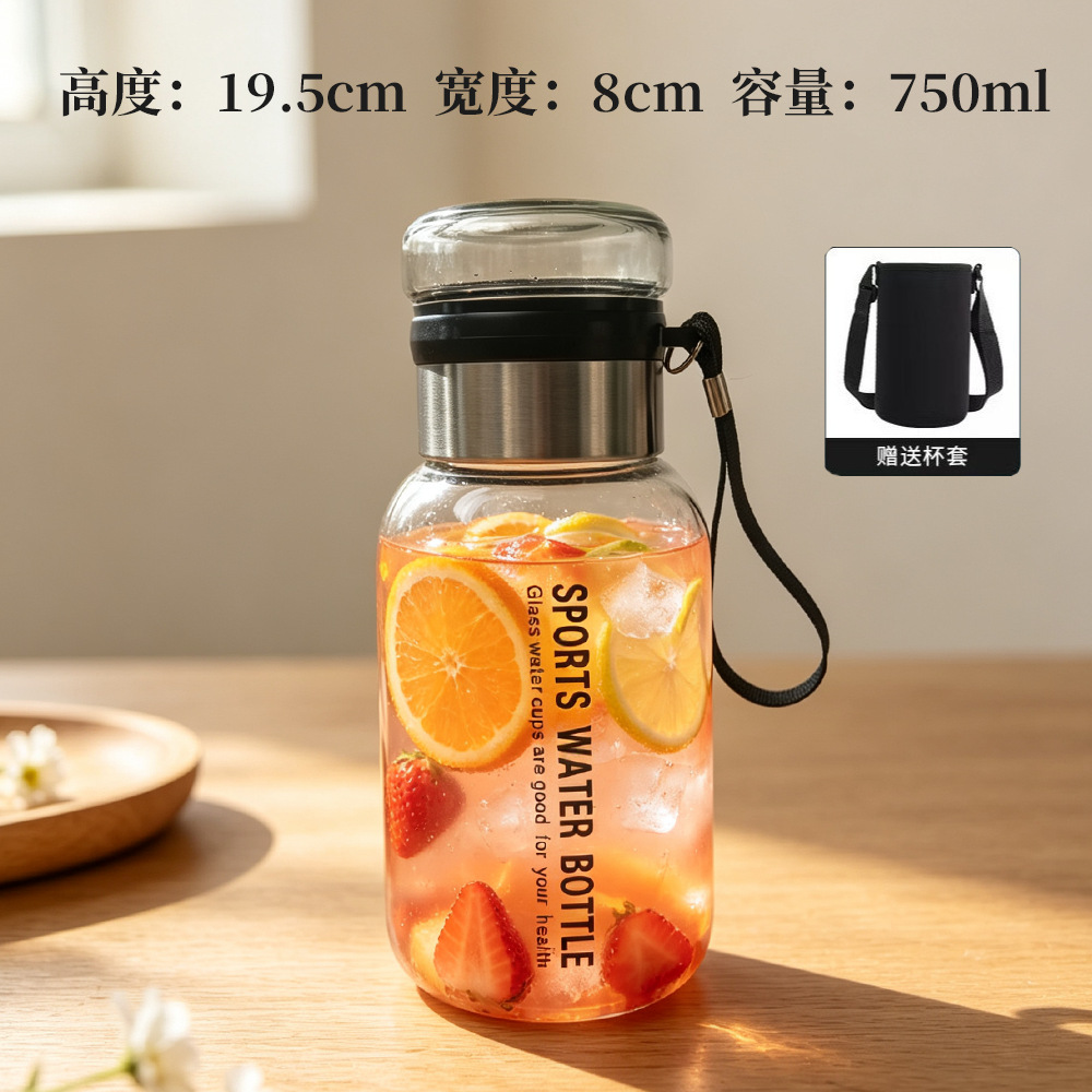 750 ml set cangkir teh pendek tali pengangkat / Piala Ton Kapasitas Besar [Kaca Sodium Kalsium]
