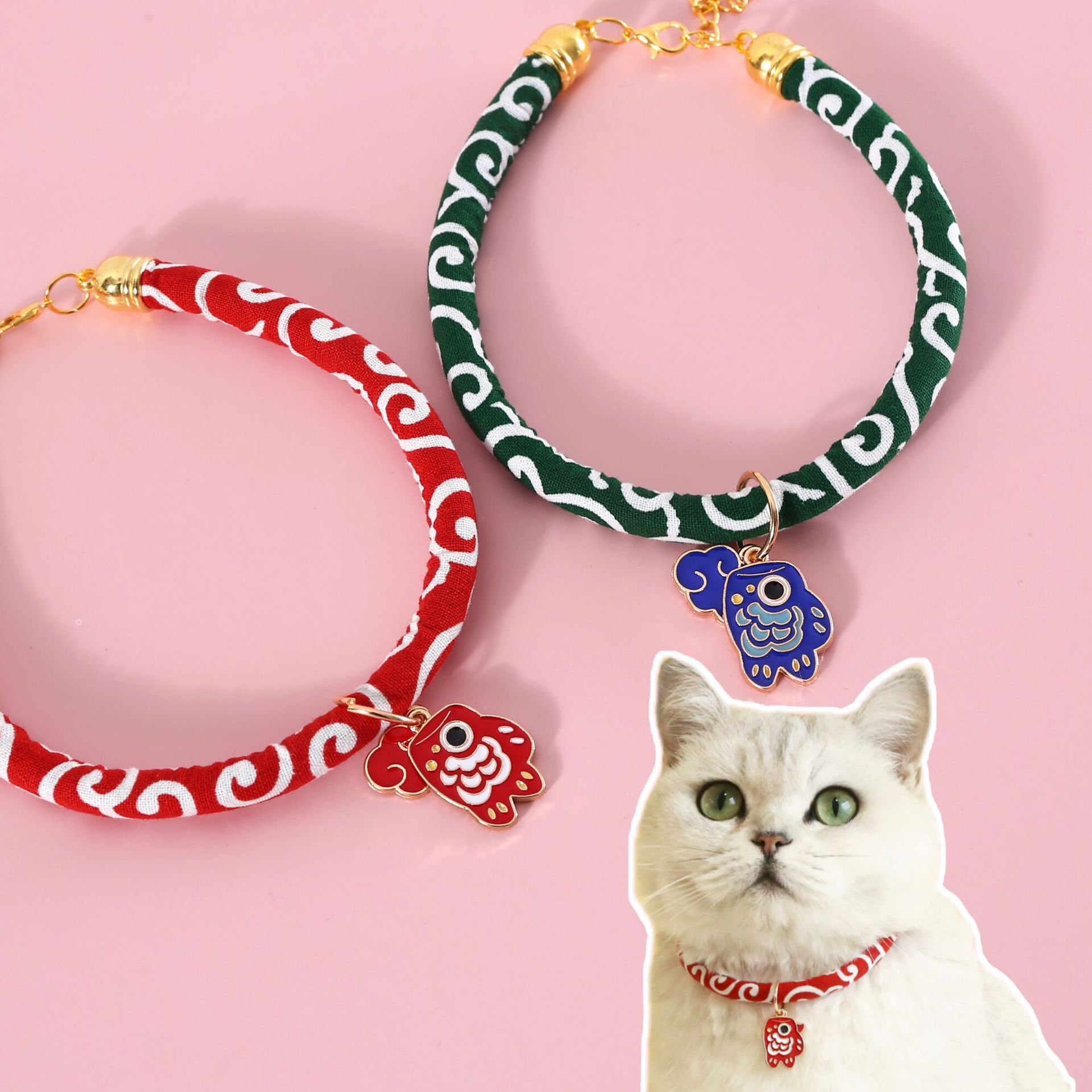 Año Nuevo del Festival de Primavera japonés y el viento Koi Xiangyun colgante gato perro perro leña conejo pescado grueso collar de cuerda de nube