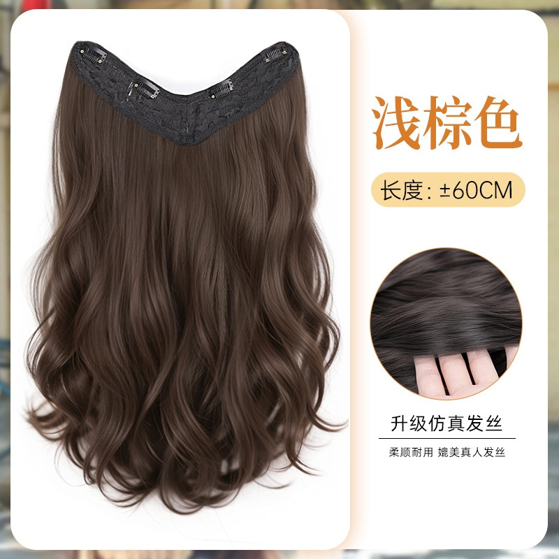 Perucas onduladas largas rizos de una pieza de cabello invisible extensión de cabello peludo peludo femenino peludo simulado peludo