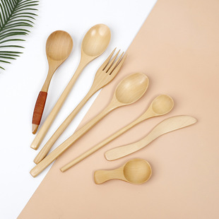 Japanese style wooden spoon long handle spoon spoon spoon wholesale household soup spoon cooking mixing spoon wooden tableware