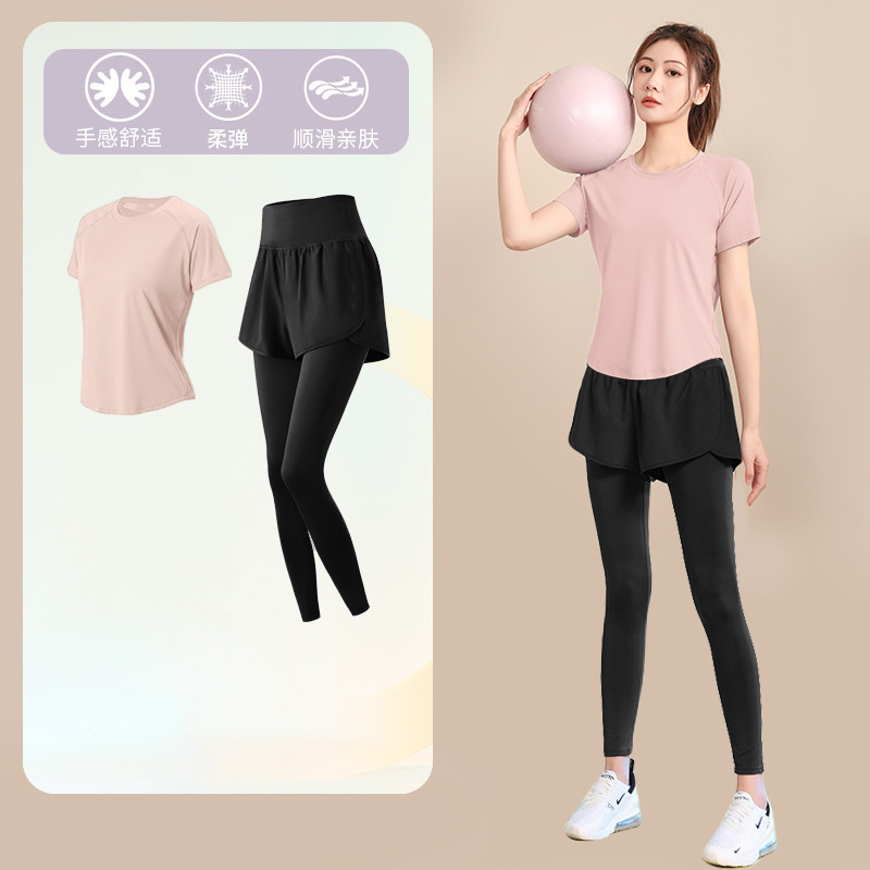 ランニングスポーツスーツ女性のための 2025 新しいフィットネストレーニングヨガ服速乾性衣類屋外プロフェッショナル通気性朝のランニング服|undefined