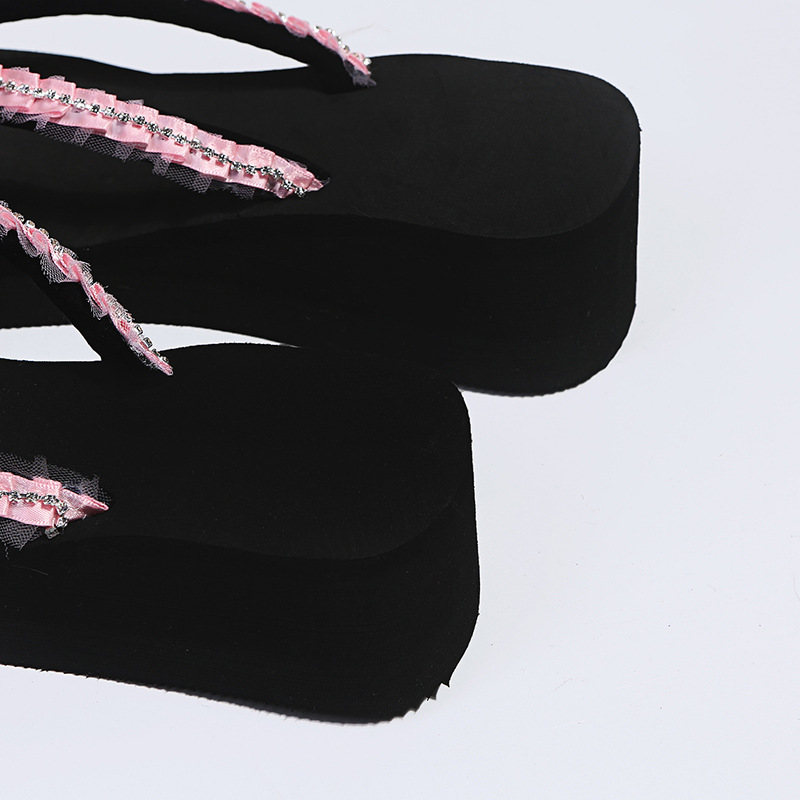 Rhinestones Open-Toed Flat Flip Flops NSKJX104848