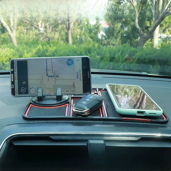 Car multi-functional non-slip mat creative storage mat car temporary parking sign rotating mobile phone bracket four-in-one