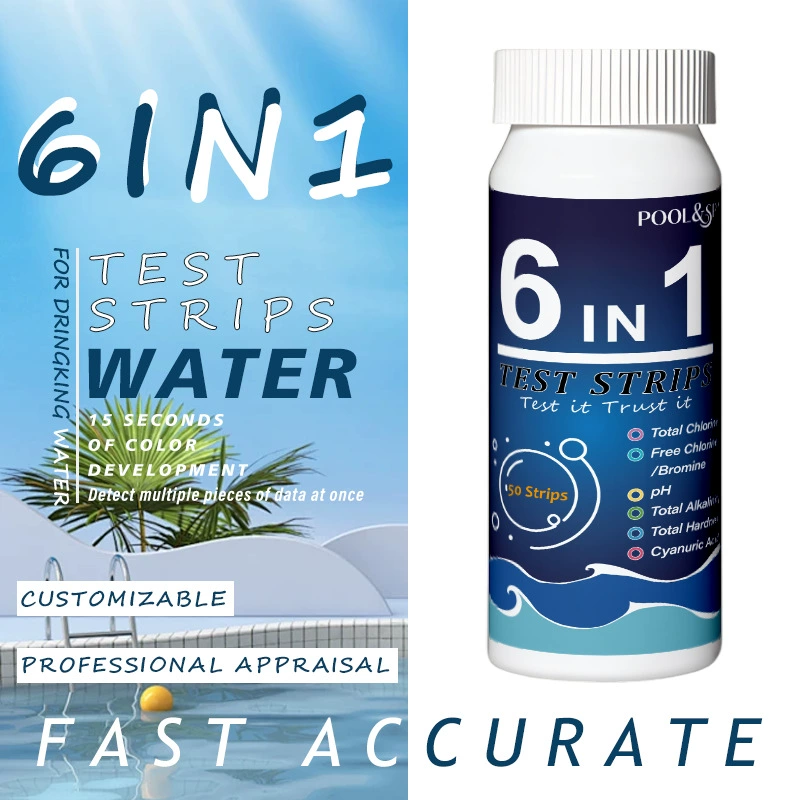 Производитель прямых продаж, OEM и ODM: многофункциональные тест-полоски для бассейнов, спа и питьевой воды (6 в 1) для трансграничных тестов