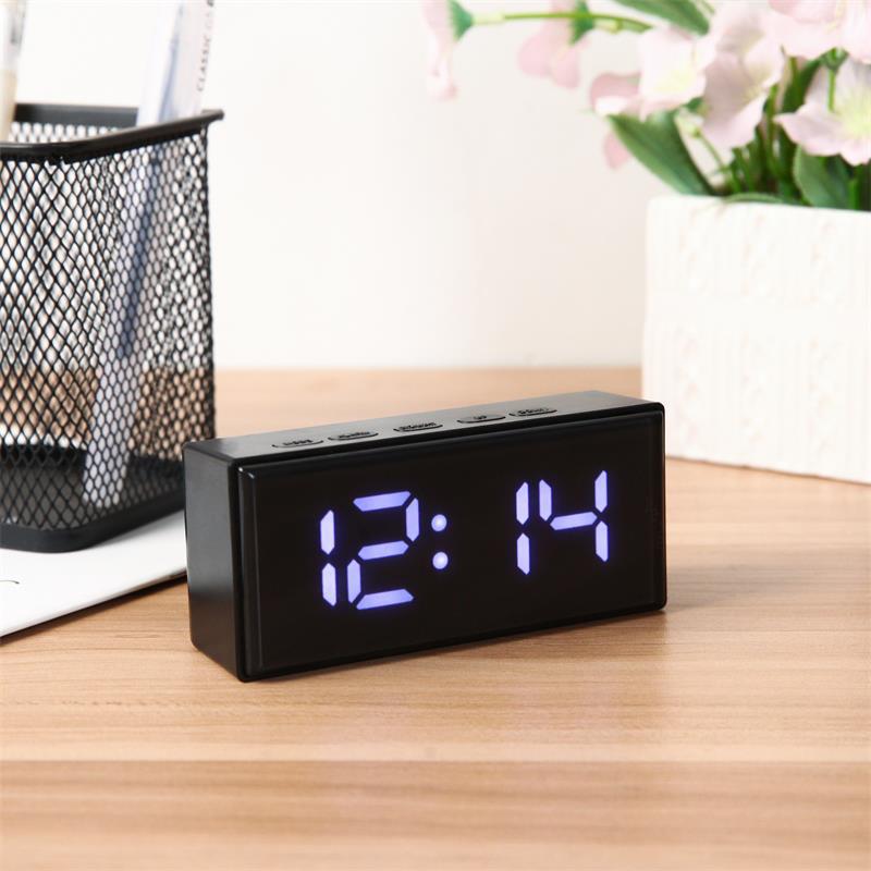 Creative intelligent photosensitive small size handheld LED mirror digital electronic alarm clock travel home bedroom mirror clock