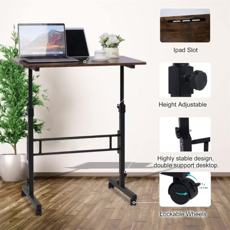 Simple Bedside Table, Movable Living Room Home-Use Adjustable Desk, Standing Work Desk, Student Study Office Computer Desk