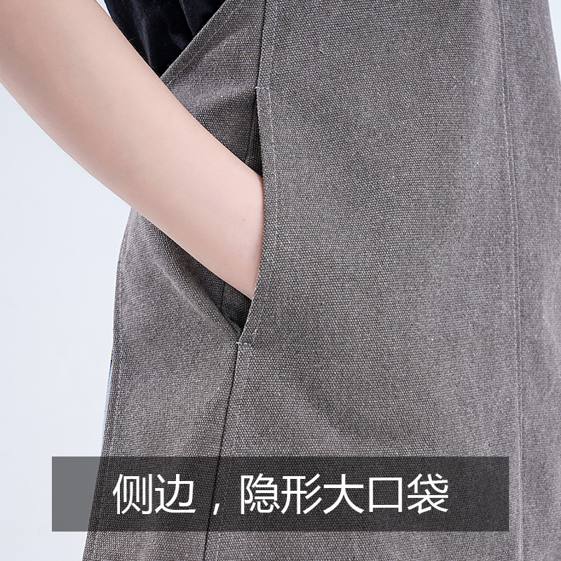 Delantal de lona gruesa transfronteriza estilo coreano minimalista barista delantal de ropa de trabajo al por mayor personalizado