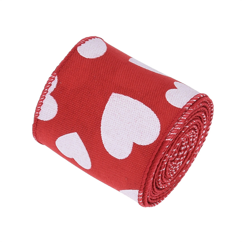 63mm Amazon transfronteriza nuevo Día de San Valentín amor cinta de lino artificial escena diseño Garland cinta decorativa 5Y