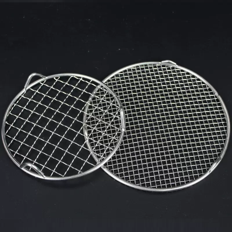不锈钢烧烤网圆形长方形带脚家用围炉煮茶烘焙晾网烤架沥水沥油架