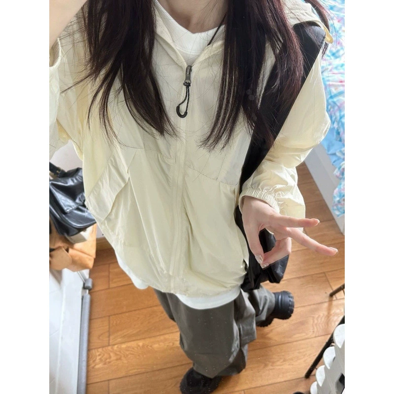 Женская летняя куртка из ледяного шелка для сушки на открытом воздухе, новинка 2025 года, с защитой от ультрафиолета и дышащим солнцезащитным козырьком