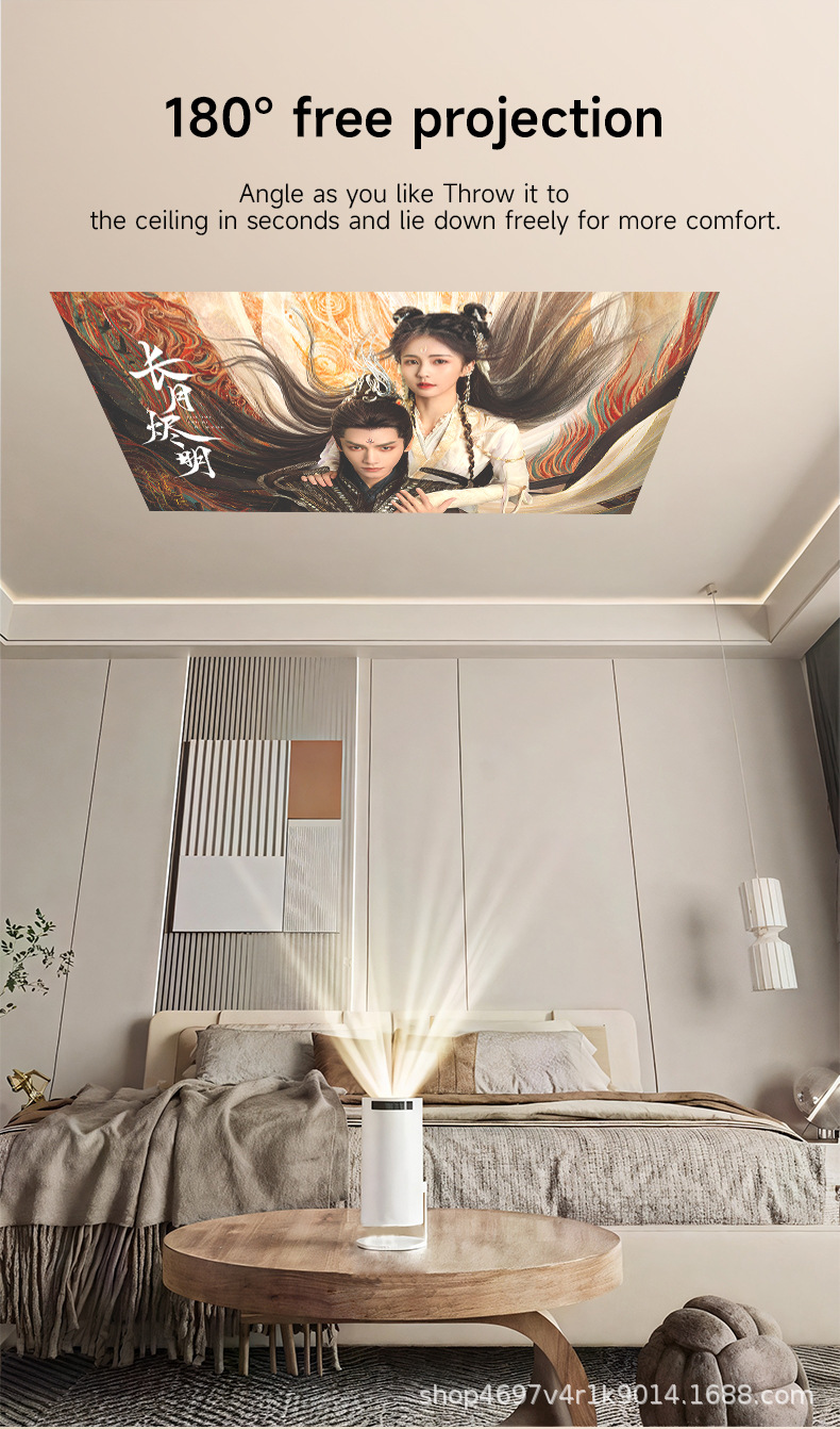 cross-border hot barrel ptz projector android same screen hd portable home fans outdoor mobile phone home theater undefined