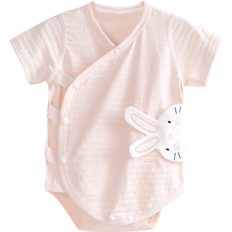Ropa de bebé de una pieza, ropa de verano para recién nacidos, hombres y mujeres de manga corta, ropa de verano de algodón fino, mampara triangular, bolso de bebé