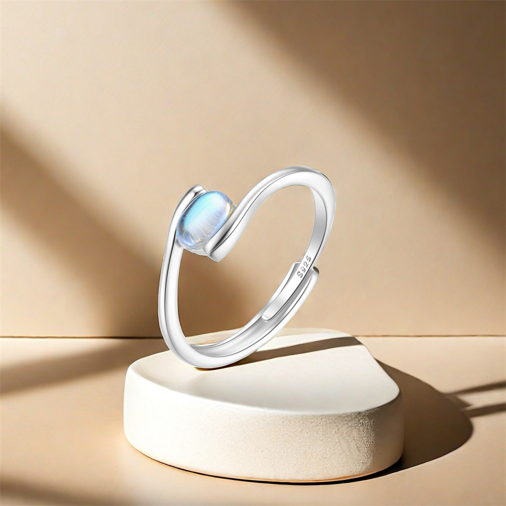5g Weight Zircon Inlay Material Open Rings Classification Adjustable Ring Size 1 Piece Quantity Holiday, Daily Occasion 925 Sterling Silver Material Geometric Pattern Women's Gender Plating, Inlay Design Sweet Style 925 Sterling Silver Zircon Geometric Open Rings 30